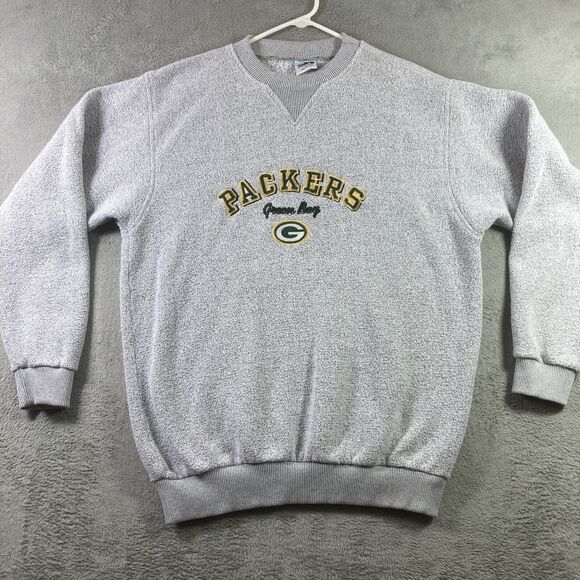 Green Bay Packers Sweatshirt Adult Large Gray Pullover Long Sleeve Sweater READ - Picture 1 of 14